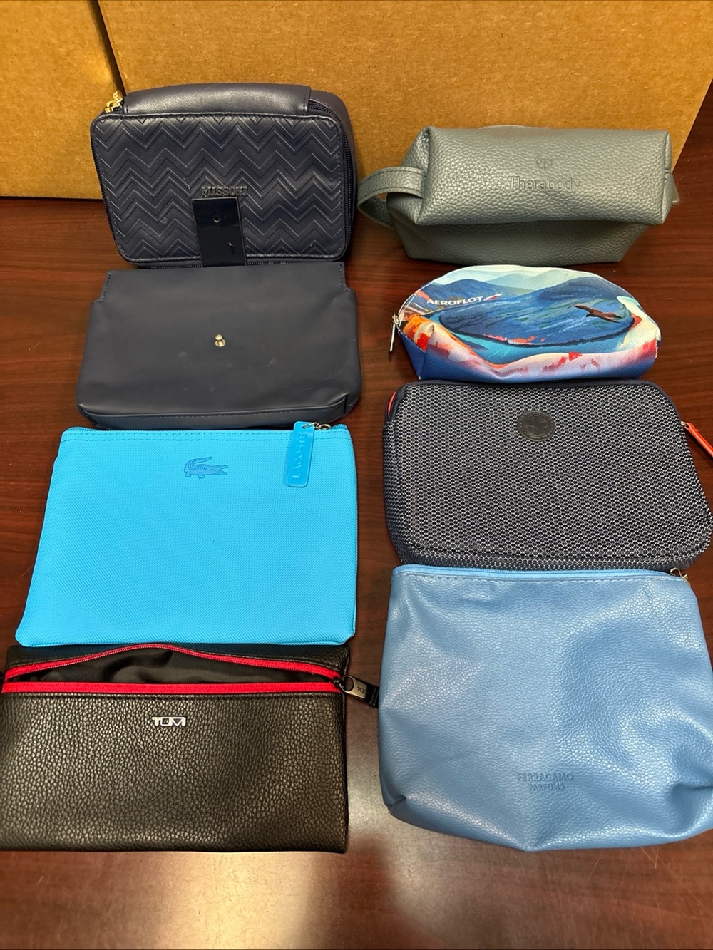 Airlines Travel Amenity Kit Toiletry Bags Lacoste Tumi Ferragamo Delta Lot 8